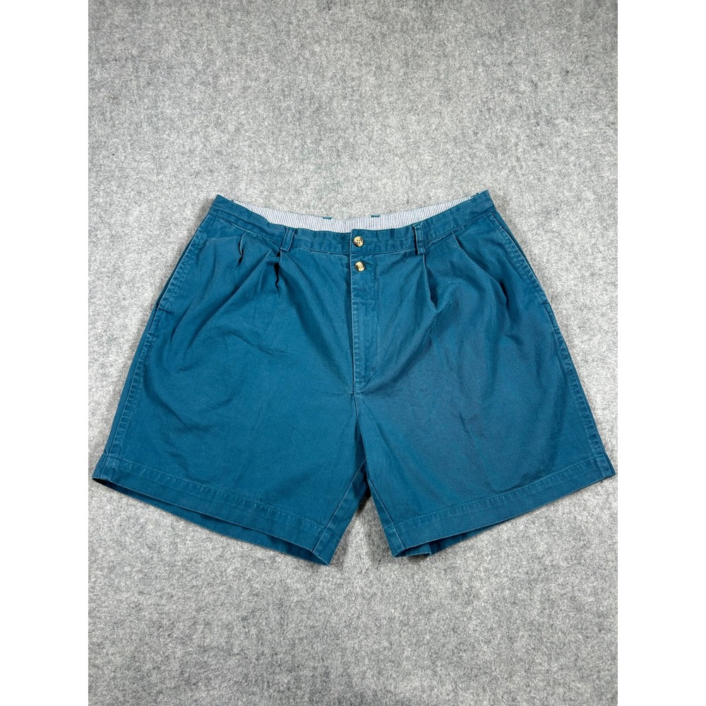 Christian Dior Monsieur Shorts Mens 38 Teal Blue Pleated Cotton Chino Casual